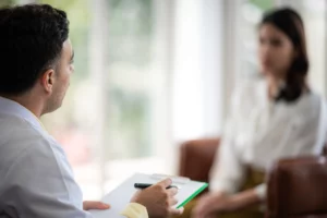 mental health concept close up of psychologist