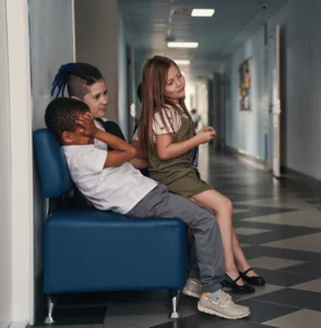 tired kids having time to relax after lessons